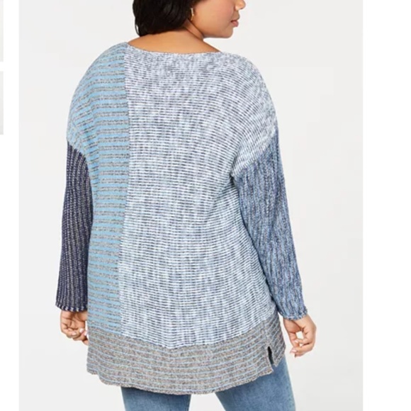 Style & Co Macy's Plus Colorblock Tunic Sweater - Picture 2 of 4